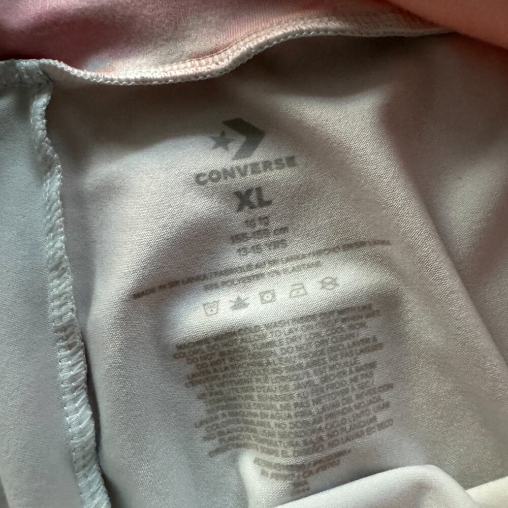 Converse High Rise Printed Legging Aqua Mist w/ Long Sleeve Lilac Logo Tee Sz XL - Picture 11 of 14